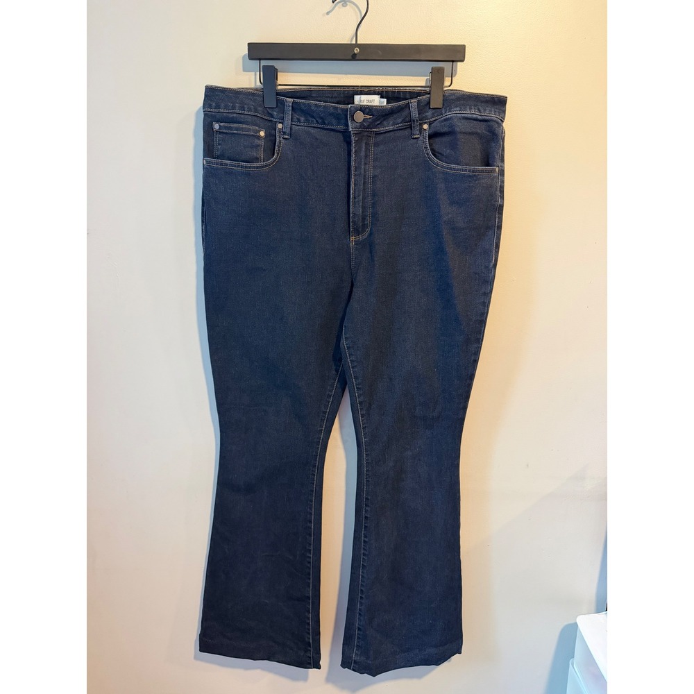 True Craft High Rise Flare Jeans Dark Wash Women 16WR Stretch Denim